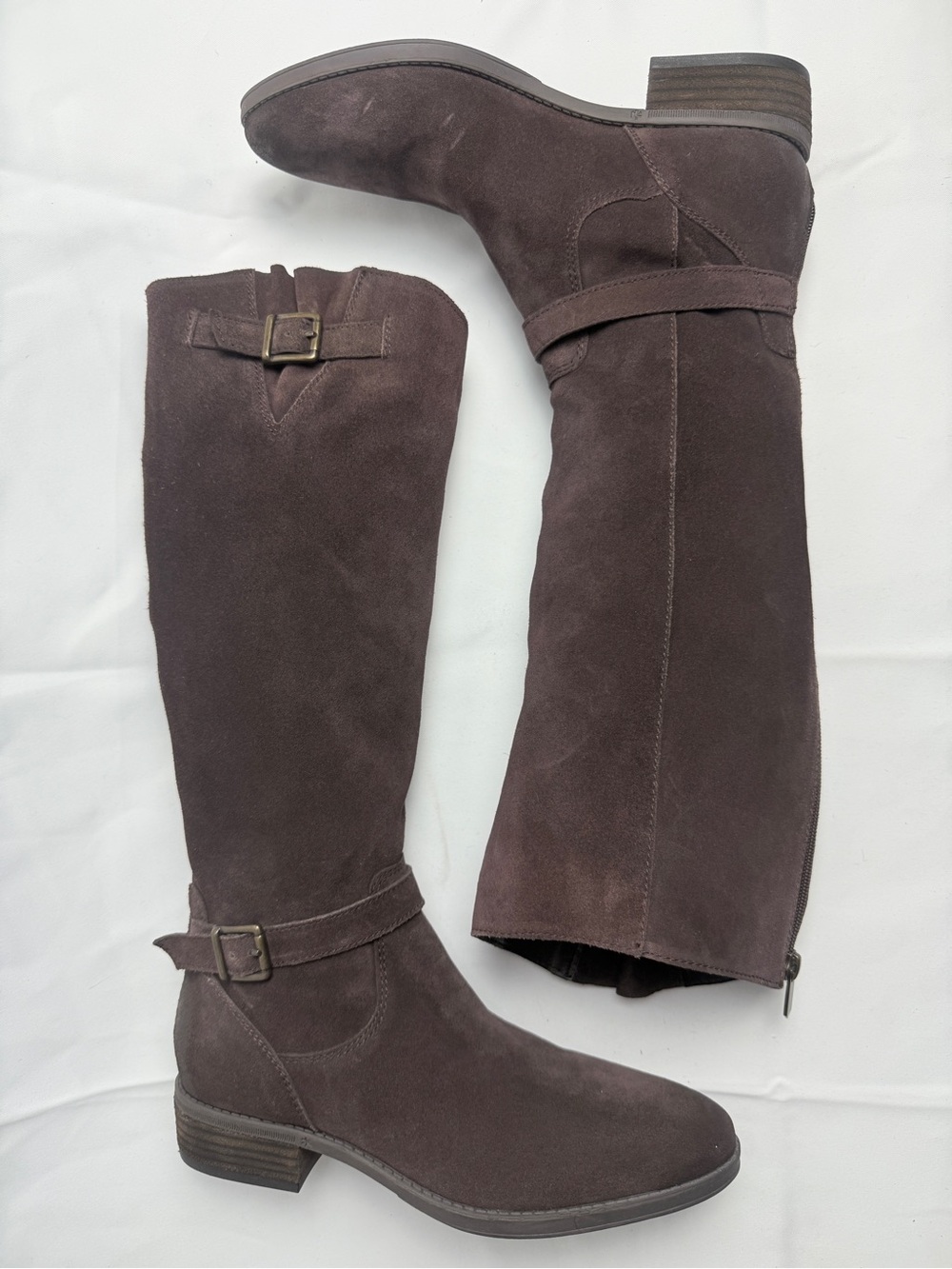 Women's Sam Edelman Painter Riding Boots Shoes 9 M Purple Brown Suede Side Zip